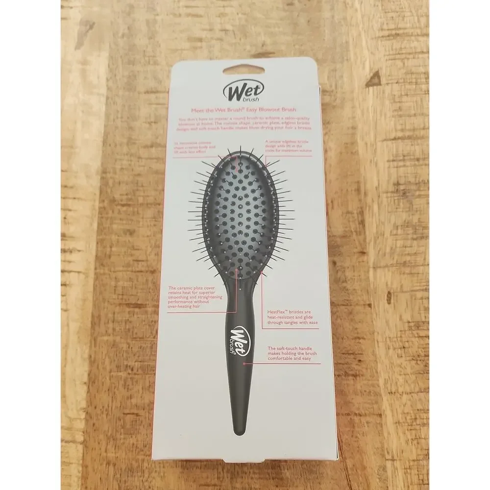 WET BRUSH Easy Blowout Brush and Detangling Comb Set of 2 Full Size Black